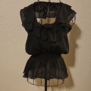 Poetry Black Ruffle Blouse